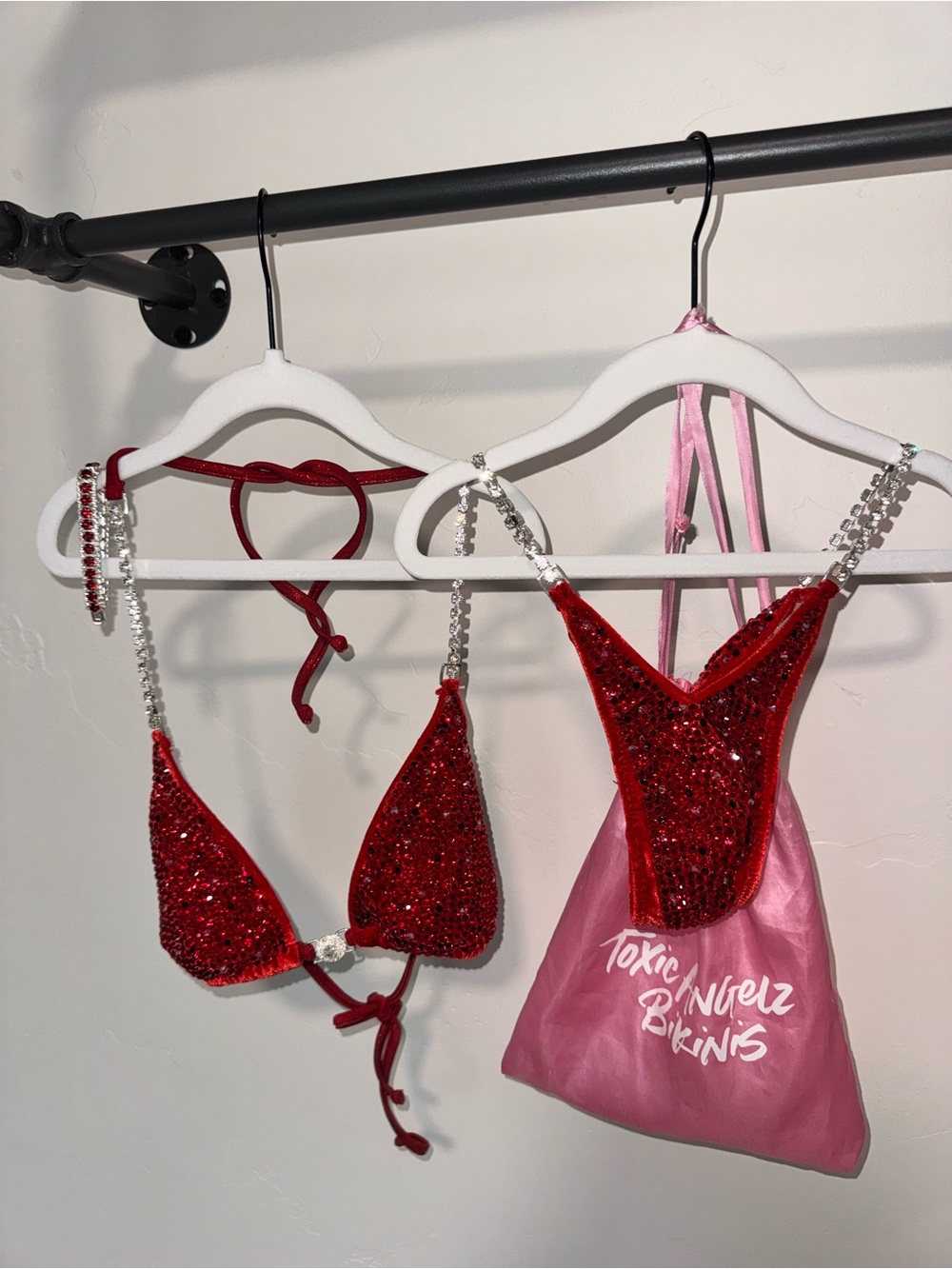 Toxic Angelz Bikinis- Velvet -Red Rhinestone Bikini -NPC Bikini